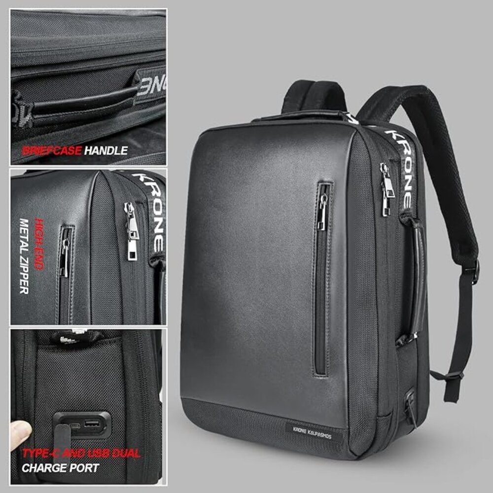 NEW! Topnotch Well-Designed Semi-Rigid Backpack w/USB/Anti-Theft/Luggage Strap